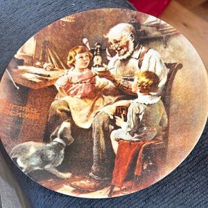 Knowles Ceramic Plate with Vintage Scene in Brown and Cream